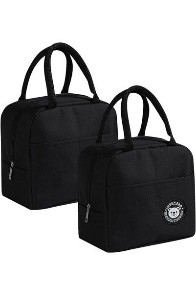 ECVV 2pack Black Lunch Bag Reusable Insulated Lunch Tote Bag Waterproof and D...