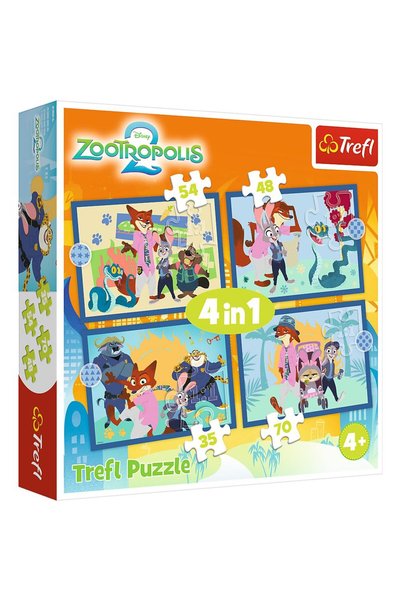 Trefl Puzzle 4in1 Zootopia Plina de Aventuri