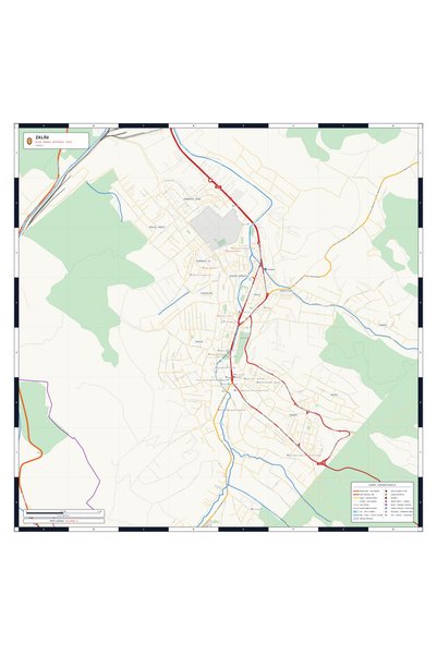 OEM Декоративна стенна карта Залау, Класически стил, 100x100 см, Водоустойчив...