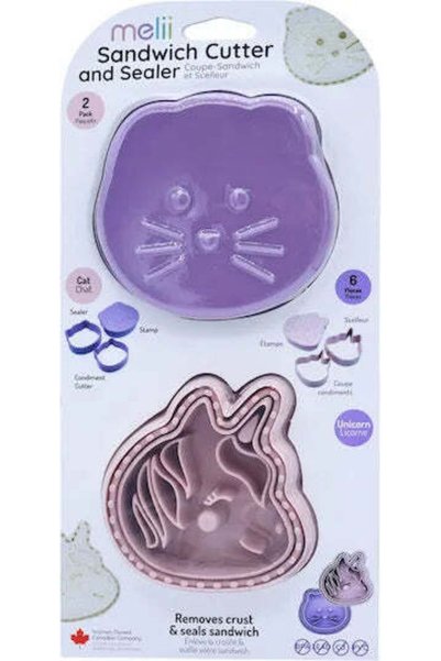 Melii 3 in 1 forme animale pentru sandwich, melii, unicorn si pisica