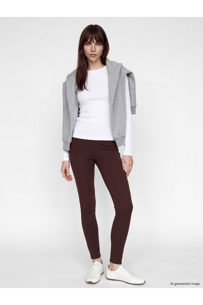 LC Waikiki Alita City Lcw Vision Brown Women's Leggings with Elastic Waist