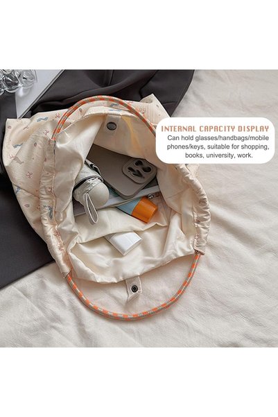 SYOSI Portable Tote Bag for Women, Cute Shopping Bags with Plush Pendant, Reu...
