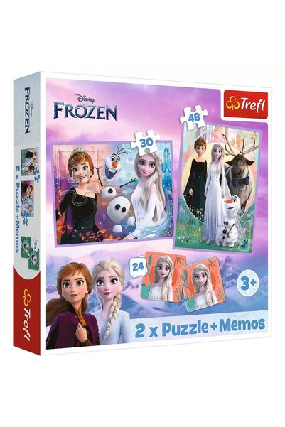 Trefl Puzzle 2in1 memo disney frozen printesele si taramul lor