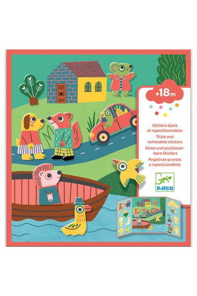 djeco Planse cu abtibilduri repozitionabile Invatam ce facem in natura,