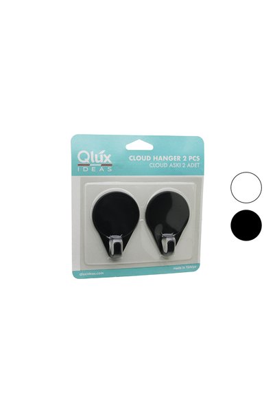 Qlüx Cloud bulut adhesive hanger, black and white, set of 2, 1 piece.