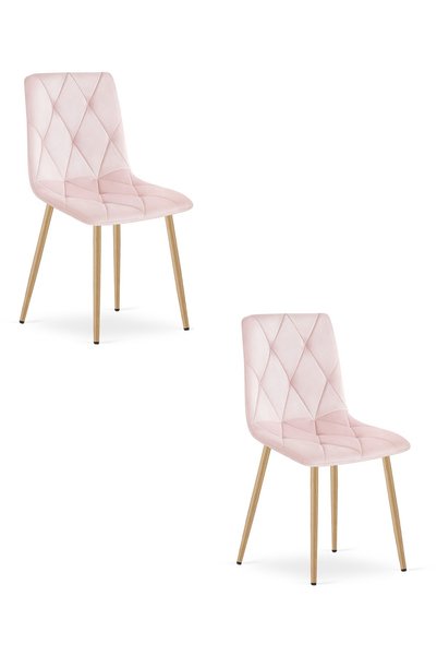 Oskar Scaun de dining din catifea LIBRA, roz deschis, set de 2, picioare cu a...