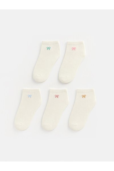 LC Waikiki Alita City Lcw Dream Ecru Printed 5-Pack Women's Booties Socks wit...