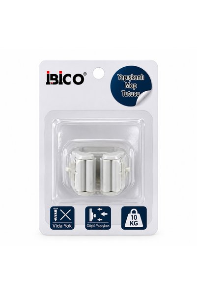 ibico مجموعة من 12 قطعة، حامل مقبض ممسحة بلاستيكي لاصق.