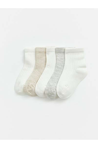 LC Waikiki ALITA CITY Exclusive: Ecru Solid 5-Pack Boys' Ankle Socks