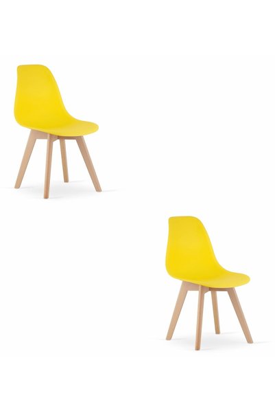 Oskar KITO Scaun de dining din polipropilenă, galben, set de 2, picioare