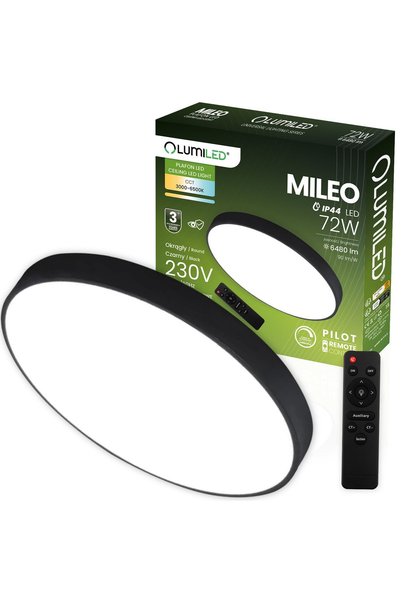 Lumiled Plafonieră LED aplicată MILEO 72W IP44 CCT Albă Rotundă 50cm + Teleco...