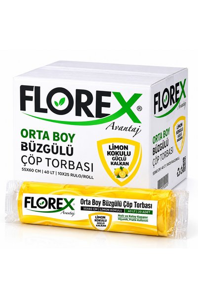 Florex Lemon-scented drawstring trash bags, medium size, 55x60 cm, 10 pieces,...