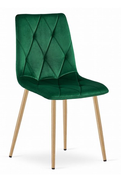Oskar Scaun de dining din catifea LIBRA, verde închis, picioare cu aspect de ...