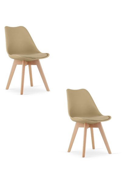 Oskar Scaun de dining MARK din polipropilenă, bej închis, set de 2, picioare