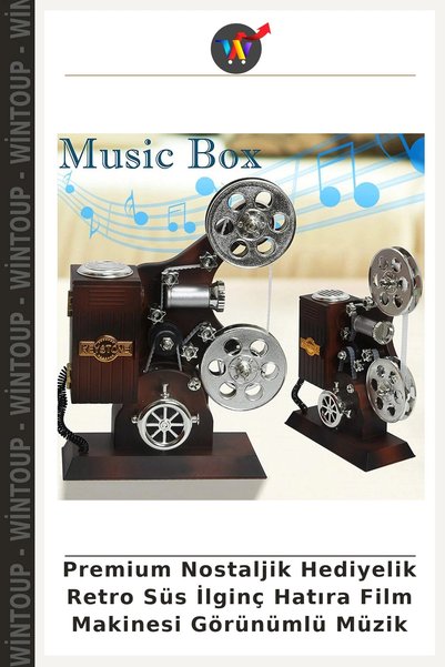 Wintoup Premium Nostaljik Hediyelik Retro Süs İlginç Hatıra Film Makinesi Görünümlü Müzik