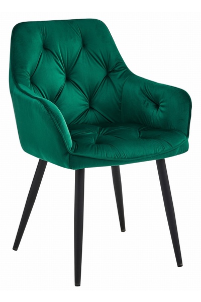 Oskar Scaun de dining din catifea JORK, verde închis, picioare negre
