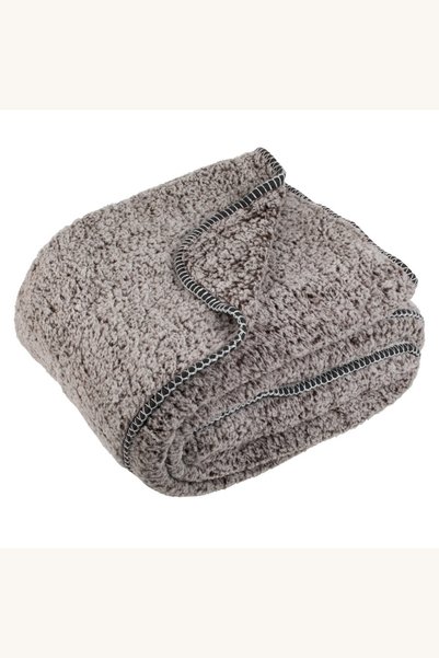 Comerivo Patura calda sherpa maro si ecru 280x180cm, pentru canapea de doua l...
