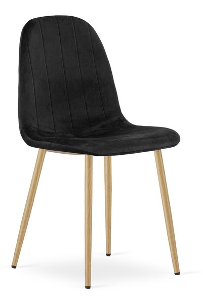 Oskar Scaun de dining din catifea PADVA, negru, picioare cu aspect de stejar