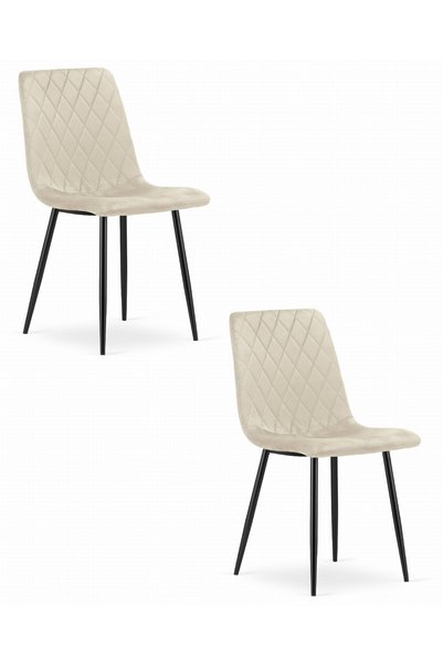 Oskar Scaun de dining din catifea TURIN, bej, set de 2, picioare negre
