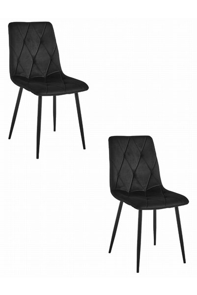 Oskar Scaun de dining din catifea LIBRA, negru, set de 2, picioare negre