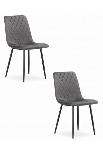 Oskar Scaun de dining din catifea TURIN, gri închis, set de 2, picioare negre