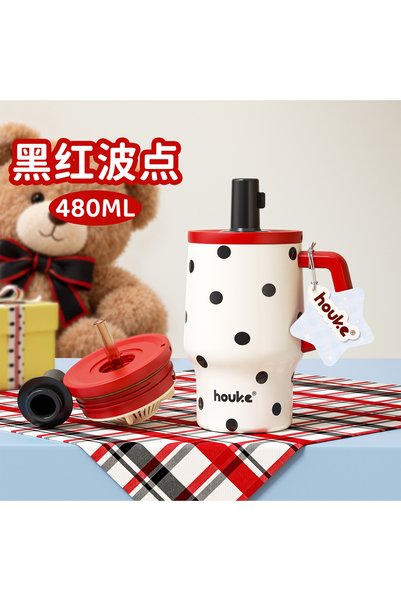 Generic كوب معزول حراريًا من "هوكي"، تصميم جذاب للفتيات، مقبض لطيف على شكل رس...