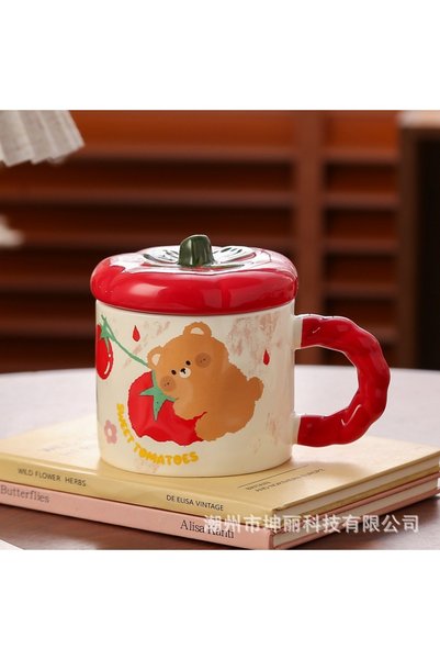 Generic Cute Mug with Lid, Cat Ceramic Cup, Birthday Gift, High-Looking Offic...