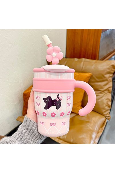 Generic كوب ثلج كبير وصغير بتصميم عباد الشمس، سهل الحمل مع حلقة خاصة وطباعة ش...
