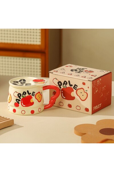 Generic Summer Cartoon Fruit Mug Creative Accompanying Ceramics Cup with Lid ...
