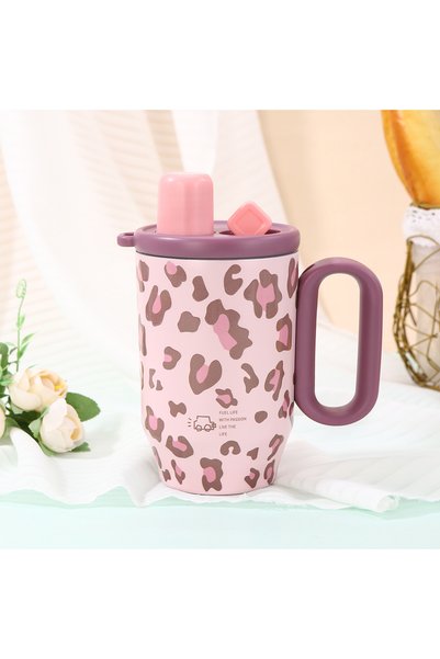Generic كوب جديد أنيق بتصميم جلد النمر، مع مقبض من الفولاذ المقاوم للصدأ 316،...