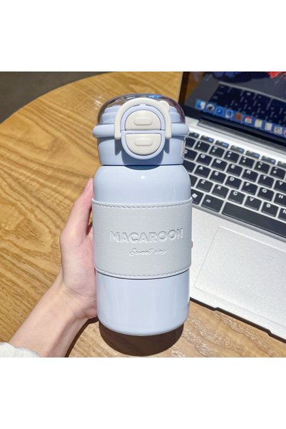 Generic Simple Solid Color Thermos Cup Large Capacity Double Drinking Cup wit...