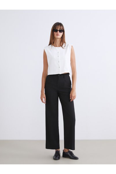 LC Waikiki LCW Vision Black Polyviscose Straight-Leg, Loose & Wide-Leg Women'...