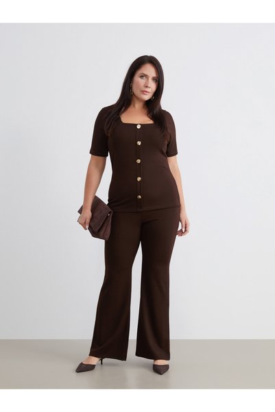 LC Waikiki Soulife Brown Straight-Leg, Loose & Flared Women's Pants—The ALITA...