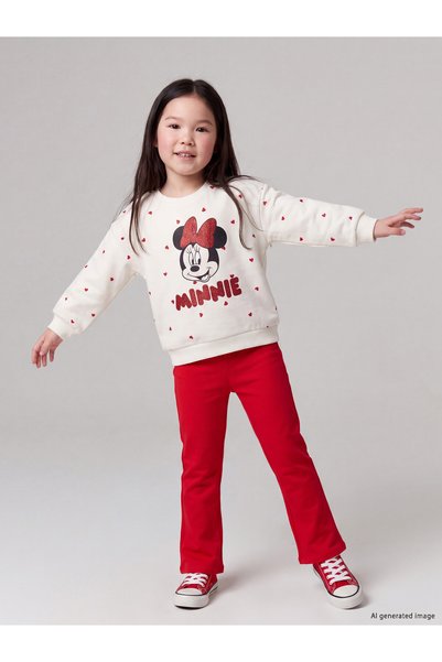 LC Waikiki Peak New Season Ecru Printed Girls' Outfit.