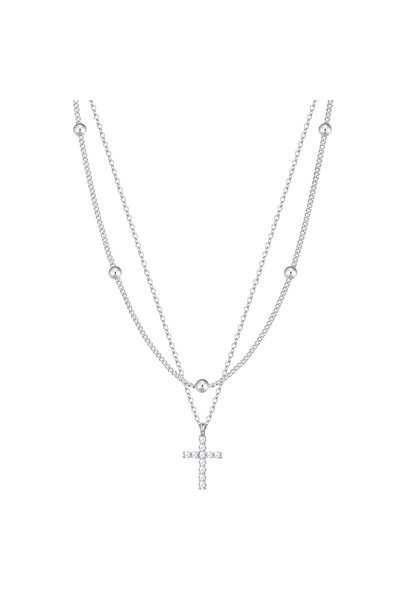 Lulu & Jane Modeschmuckhalskette Kette mit Anhänger Zirkonia weiß