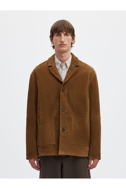 SELECTED Lederjacke Reverskragen Wildleder