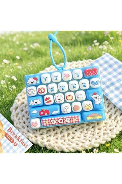 Choice Blue Cartoon Animal Diary 26 Grid Stress Relief Keyboard Keycap Keycha...