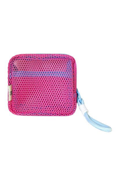 Choice Pink Small Mesh Beach Pouch Clear Cosmetic Bag with Detachable Wrist S...