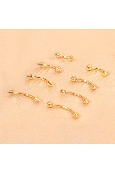 Choice 8 Pcs Set Gold 8Pcs/Set 16G Eyebrow Piercing Jewelry Curved Barbell Ti...