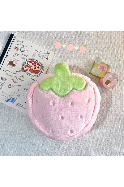 Choice Pink Strawberry-Shaped Plush Large-Capacity Clutch Bag, Large-Capacity...