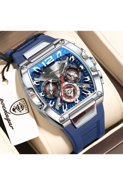 Choice 9051 Silver Blue POEDAGAR Fashion Luxury Men Watch Luminous Waterproof...