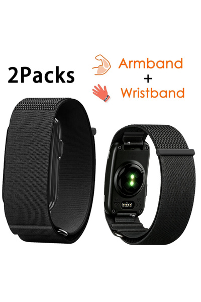 Choice For Garmin CIRQA 2PCS-Black-Black Biceps Band Wrist Strap Compatible w...