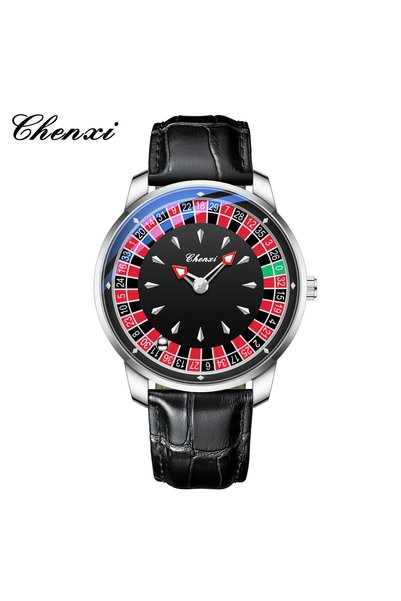 Choice Black Silver CHENXI Roulette Rotating Dial Men Quartz Watch Arabic Num...