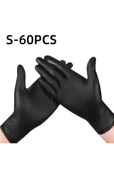 Choice S-60PCS 20/60/100PCS Black Disposable Nitrile Gloves Powder Free Water...