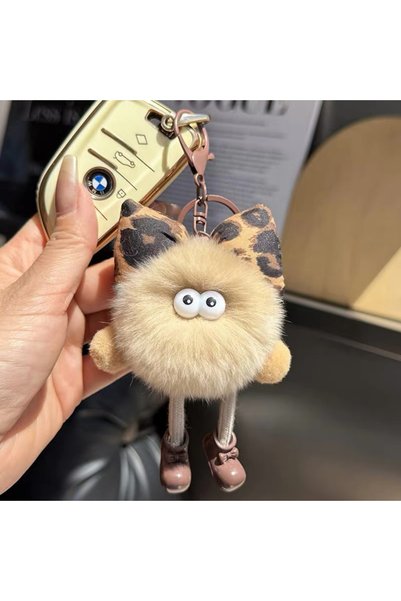 Choice k Cute Faux Rex Rabbit Fur Little Coal Ball Bag Charm, Exquisite Carto...