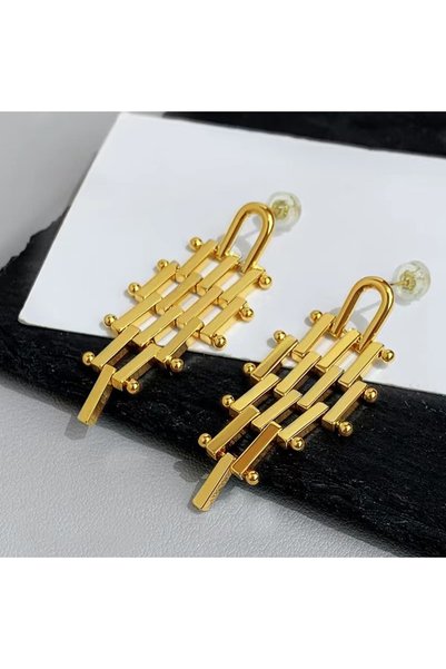 Choice Gold-color European and American Fashion Geometric Metal Earrings, Ret...