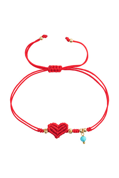 Choice X-B25112102A 1pc Red Cotton Cord Heart Charm Bracelet with Copper Bead...