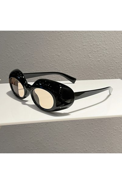 Choice Black Champagne New High-end Elliptical Oval Sunglasses Women Hip-Hop ...