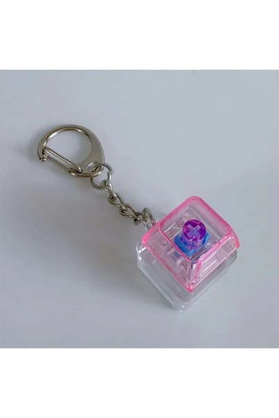 Choice pink LED Keyboard Keychain Mechanical Button Fidget Key Switch Caps Fi...