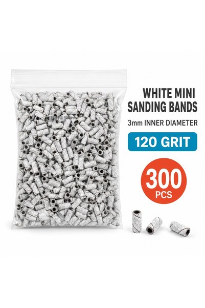 Choice WH-G120-P300 300Pcs 3mm Nail Drill Sanding Bands Set 120 180 240 Grit ...